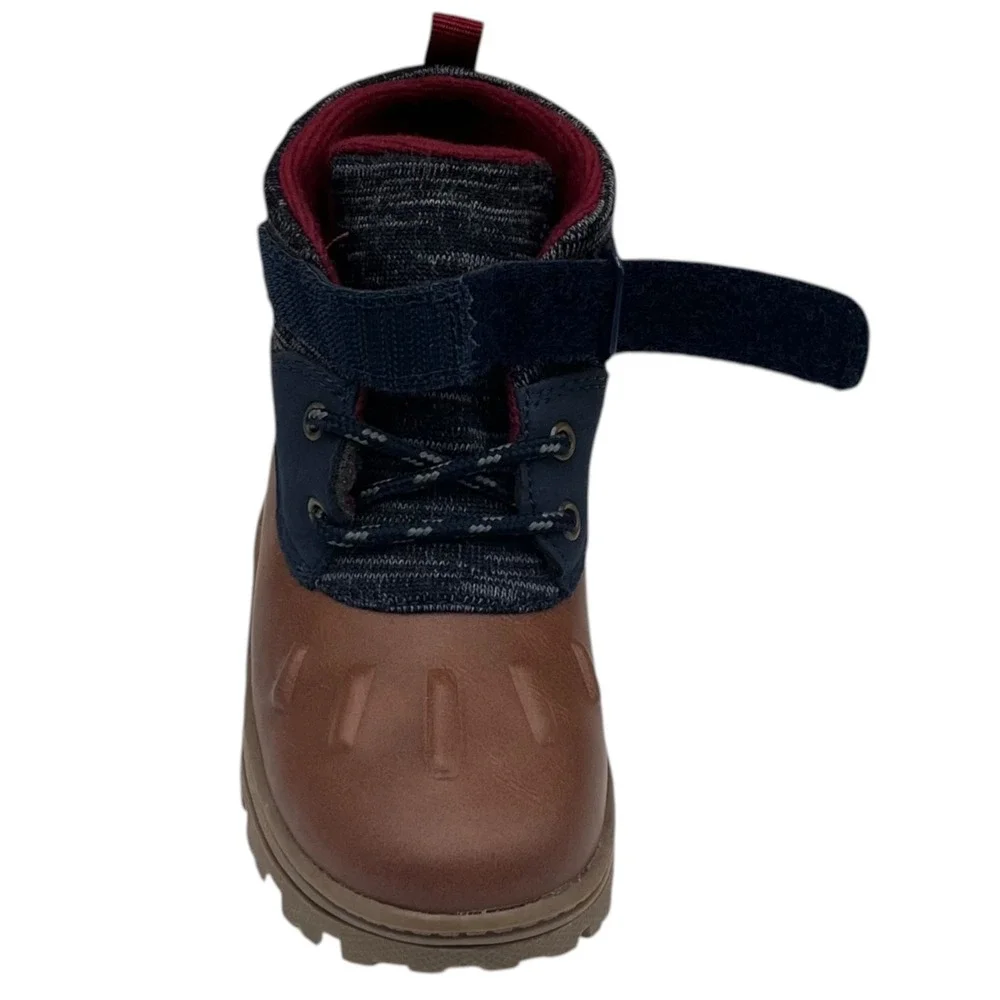 Carter's Toddler Boys Duck Ankle Boots Size 10 Navy Blue Brown Slip-on Shoes